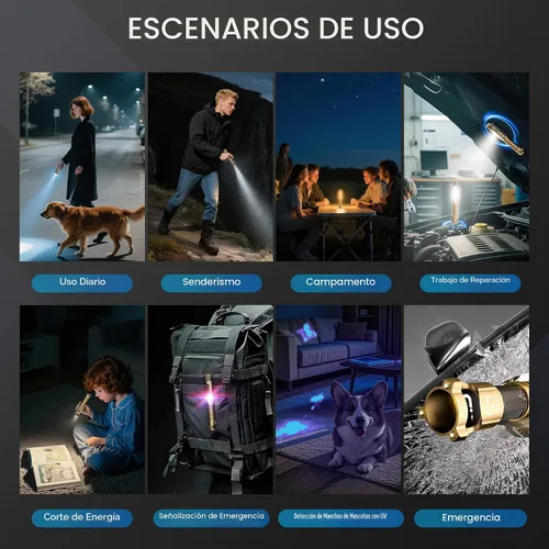 Vista 9 de Linterna EDC recargable, linterna pequeña de 800 lúmenes con clip magnético y base, linterna LED de 11 modos, rompedor de vidrio y abridor