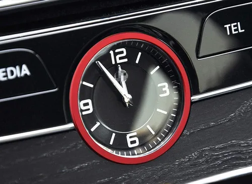 Vista 4 de iJDMTOY Anillo de aluminio rojo para decoración de salpicadero interior de reloj analógico compatible con Mercedes W205 Clase C W213 Clase E X205