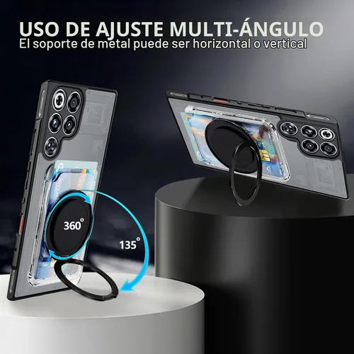 Vista 2 de Funda para ZTE Nubia Red Magic 11S Pro/11S Pro+/11 Pro/11 Pro + con soporte para tarjetas, anillo magnético, parachoques de TPU suave + bolsa