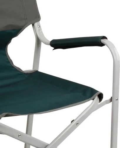 Vista 3 de Silla de camping plegable Coleman Outpost Elite con mesa lateral y portavasos, silla portátil resistente al clima con apoyabrazos