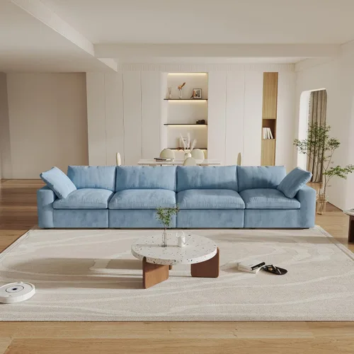 Vista 58 de Cloud - Sofá modular convertible de 80.3 pulgadas en forma de L para sala de estar con otomana de almacenamiento, sofás profundos minimalistas, Negro