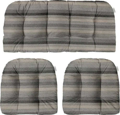 Vista 56 de RSH DECOR: Sunbrella - Juego de 3 cojines de mimbre copetudos 41 x 19 pulgadas y 19 x 19 pulgadas Fabricado con tela de rendimiento Sunbrella