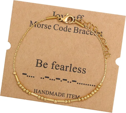 Vista 241 de JoycuFF Pulseras inspiradoras de código morse para mujeres, cuentas de plata, joyería con mantra de motivación, regalos para ella