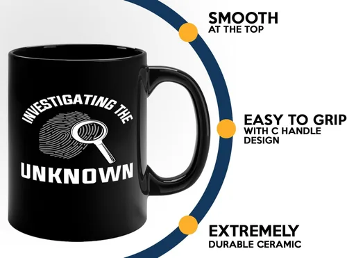 Vista 5 de Taza de café detective de 11 onzas, color negro - Investigando lo desconocido - Oficial de policía policía patrulla detective sheriff aplicación