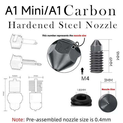 Vista 2 de Hotend A1 Mini/A1 Ensamblaje con Boquillas de Espera Compatibles con Impresoras 3D Bambu Lab A1 Mini/A1 Serie, 5 Boquillas de Acero Endurecido