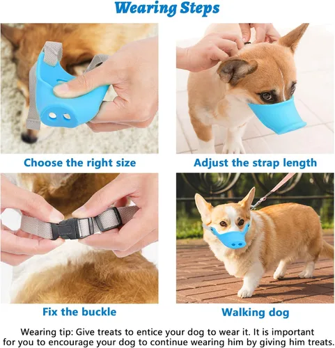 Vista 4 de HOWWFALY Bozal de silicona para perro, bozal suave para perros pequeños y medianos, caniche corgi, perro salchicha, forma de boca de cerdo