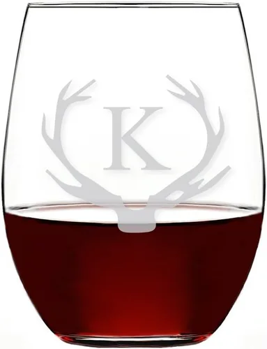Vista 14 de Antler Initial - Copa de vino sin tallo (15 onzas, letra B, 4 unidades)