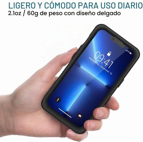 Vista 2 de Lanhiem Funda para iPhone 13 Pro Max, IP68 impermeable a prueba de polvo a prueba de golpes con protector de pantalla, cubierta frontal y trasera