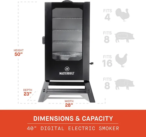 Vista 4 de Masterbuilt Ahumador eléctrico digital de 40 pulgadas con ventana y patas + paquete de cubierta