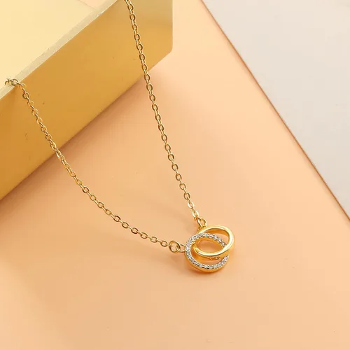Vista 5 de Collner Pulsera delicada de oro para mujer, chapada en oro de 14 quilates, ligera, pulsera de cadena de espiga de espiga con círculo, dije