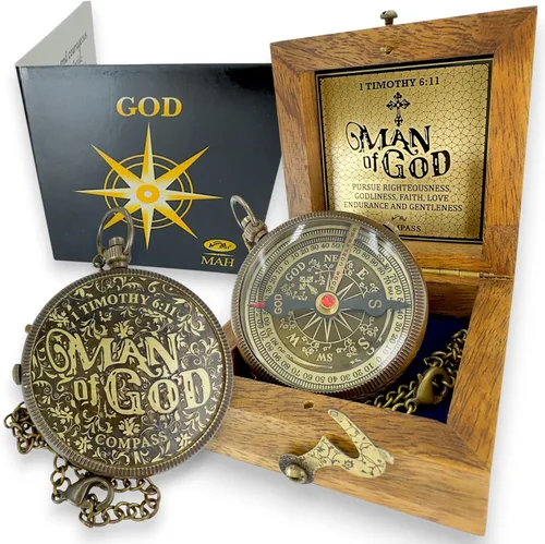 Vista 13 de Brújula religiosa hecha a mano con mensajes de fe grabados y en relieve, recuerdo religioso cristiano inspirador para bautismo, confirmación