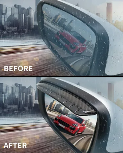 Vista 2 de Espejo lateral protector de lluvia para espejo retrovisor de automóvil, espejo de fibra de carbono, visera de lluvia, protector de humo para Negro