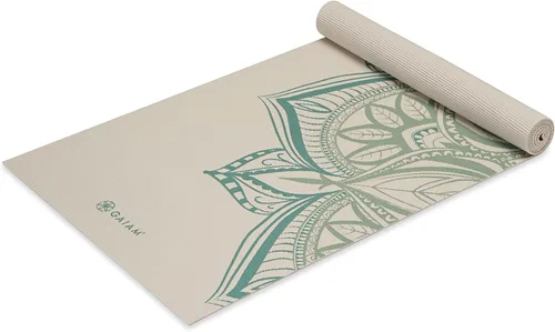 Vista 16 de Gaiam - Esterilla de yoga premium de 5mm con estampado, gruesa y antideslizante para todo tipo de yoga, pilates y entrenamientos en el suelo