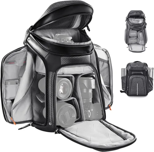 Vista 8 de K&F CONCEPT Mochila para cámara, bolsa para cámara réflex digital de 03-Negro