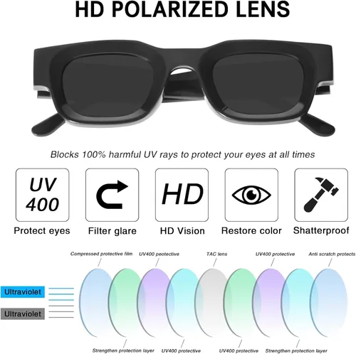 Vista 3 de YDAOWKN Polarized Sunglasses for Women Men Classic Retro Sun Glasses UV Protection Lens