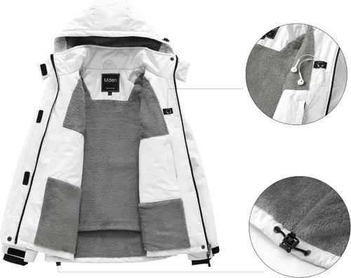 Vista 2 de Mden Chaqueta de esquí impermeable para mujer, resistente al viento, con aislamiento de forro polar