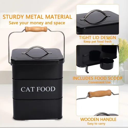 Vista 4 de Contenedor de almacenamiento de alimentos para gatos con tapa incluida – Contenedor de comida para gatos de granja perfecto para encimera de cocina