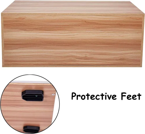 Vista 6 de Lucky Tree Mesa de café de 40 pulgadas, mesa de cóctel moderna de madera, cajón de almacenamiento blanco, diseño rectangular para sala de estar