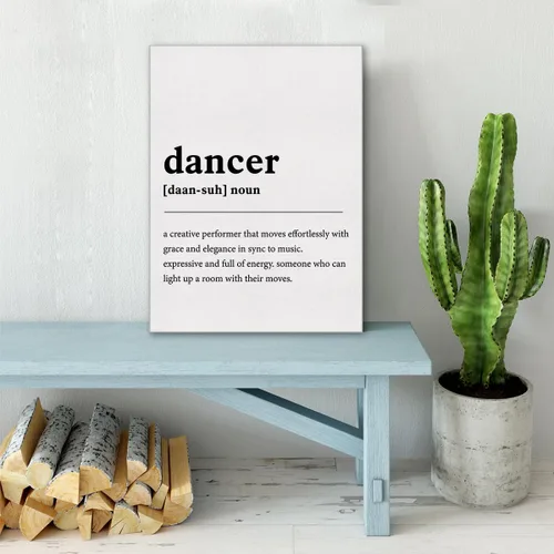 Vista 5 de Lienzo impreso con definición de bailarín, arte de pared, decoración de oficina en casa, pintura moderna con cita para colgar, obra de arte