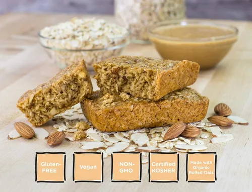 Vista 5 de Bobo's Barras de mantequilla de almendra y avena, sin gluten, sin OGM, avena integral, paquete de 12 Barritas de aperitivo Para llevar Hechas