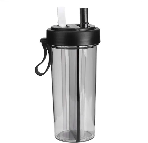 Vista 7 de YOUTHINK Botella de agua con pajilla, 20.3 fl oz, transparente, reutilizable, doble uso, botella de agua con pajita para el hogar, al aire libre
