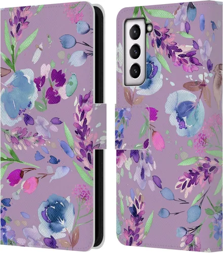 Vista 64 de Head Case Designs Officially Licensed Ninola Abstract Poppies Lilac Floral Leather Wallet Case Compatible with Samsung Galaxy A07 4G