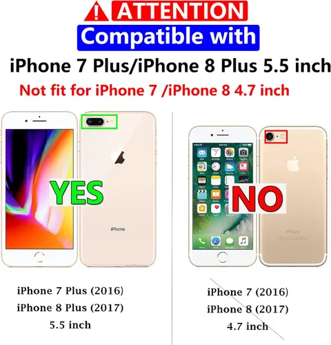 Vista 2 de Funda para iPhone 7/8 Plus, con protector de pantalla HD, [probada contra caídas de grado militar], resistente, resistente, a prueba de golpes, Negro