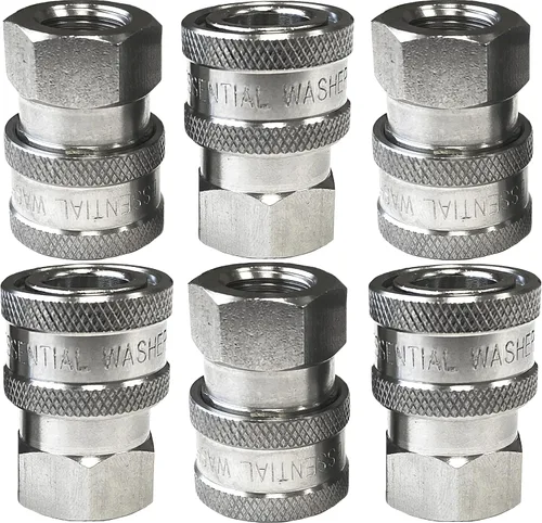 Vista 16 de Essential Washer Enchufe hembra NPT de 1/4 pulgadas de acero inoxidable Accesorios de conexión rápida para lavadora a presión 5000 PSI Juego