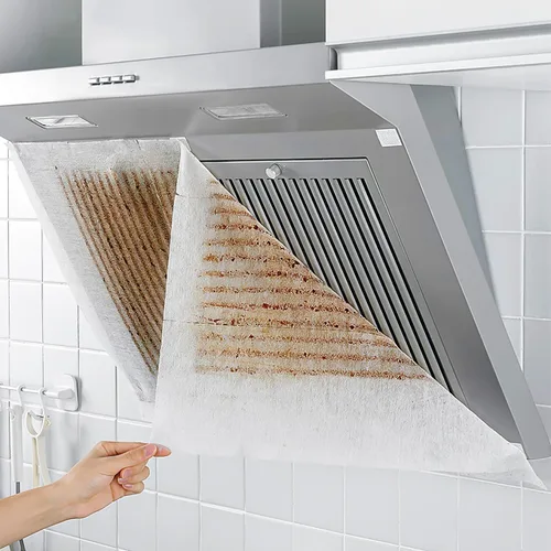 Vista 5 de Filtros de campana extractora Hojas de tela no tejida Filtro de grasa Reemplazo Anti Aceite Papel de filtro de aceite Etiqueta engomada a prueba
