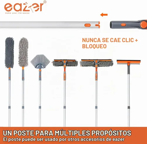 Vista 8 de Eazer Herramienta profesional de limpieza de ventanas de 46 pulgadas, escobilla giratoria 2 en 1 para kit de limpieza de ventanas, kit