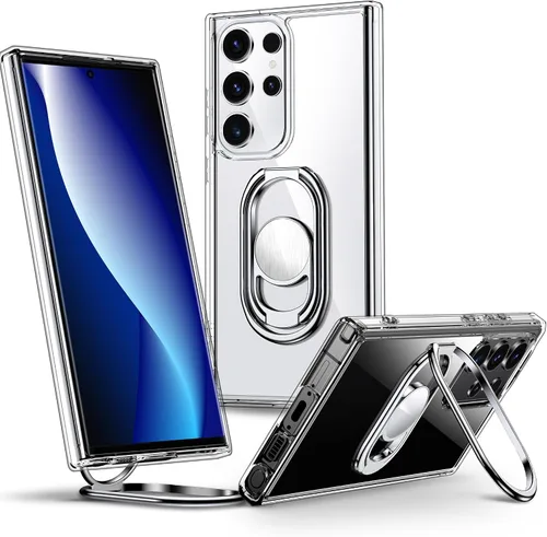 Vista 9 de Shields Up Funda para Samsung Galaxy S22 con soporte, Galaxy S22 transparente con soporte de doble anillo [ajustable y plegable] Funda protectora a