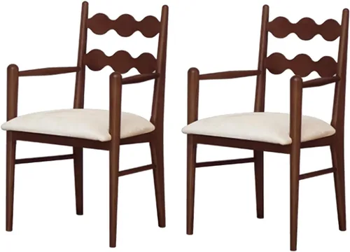 Vista 37 de Sillas de comedor tapizadas, silla de cocina con respaldo, silla de sala de estar con brazos versátil asiento de comedor de granja, sillas