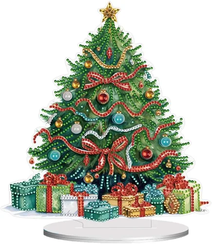 Vista 14 de Kits de Pintura de Diamante de Árbol de Navidad de Orgone Adornos de Escritorio para Adultos - Pintura de Arte de Diamante con Pintura Acrílica por