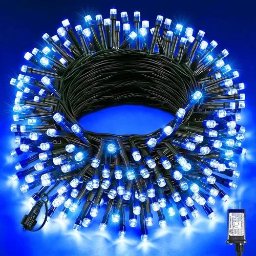 Vista 34 de Tira de luces LED de Navidad de 40 pies para exteriores, luces rojas y blancas de Navidad impermeables, 8 modos y temporizador, luces de árbol