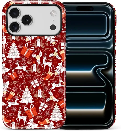 Vista 86 de Funda para iPhone 13 iPhone 14, a prueba de golpes, funda protectora híbrida de 2 capas, doble protección contra caídas, antiarañazos, diseño Rojo