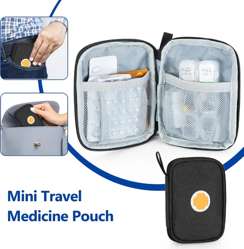 Vista 5 de CURMIO Bolsa de almacenamiento de medicamentos vacía, organizador de botellas de píldoras con cerradura con bolsas portátiles con cremallera