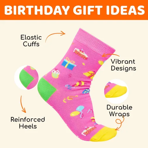Vista 4 de HAPPYPOP Birthday Gifts Ideas - Socks for 6-10 Year Old, Birthday Gift with Greeting Card