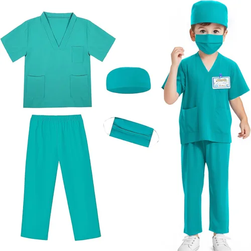 Vista 8 de Doctor Costume for Kids,Toddler Nurse Scrubs Halloween Dress Up Cosplay For Boys Girls 3-12 Years