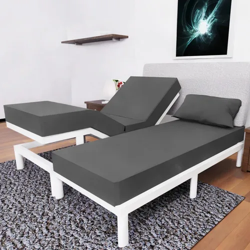 Vista 30 de Juego de sábanas Split King con 2 sábanas bajeras individuales XL, ropa de cama de 5 piezas, sin arrugas, resistente a la decoloración, microfibra