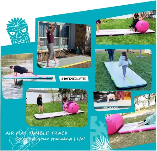 Vista 7 de Gymnastics Air Roller Air Barrel, Inflatable Tumble Roller Mat, Air Roller Gymnastics Barrel Kids Back Somersault Backbend Trainer for Yoga Training
