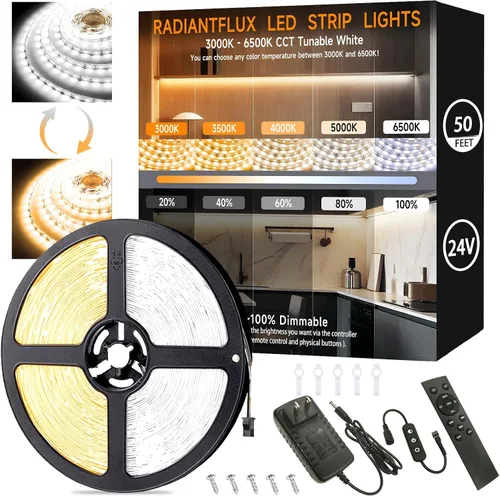 Vista 26 de Tiras de luces LED pequeñas de 10 pies cálidas, tira de luces LED regulables, 180 LEDs, luces de cinta LED tipo cuerda súper brillantes para sala