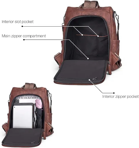 Vista 6 de CLUCI Cartera grande de cuero con cremallera alrededor del tarjetero organizador de viaje bolso de mano con mochila para mujer bolso convertible