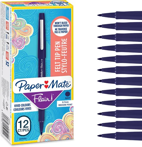 Vista 8 de Paper Mate Flair Original - Bolígrafo de punta de fieltro, tamaño mediano, varios colores estándar, paquete de 3