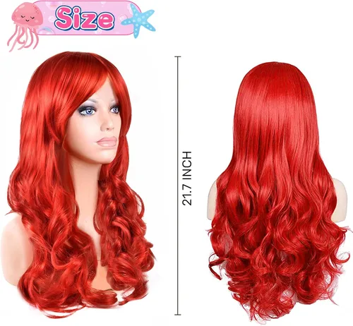 Vista 6 de Latocos Little Mermaid Ariel Halloween Costumes for Girls Princess Dress Up with Red Wig 3-10 Years Kids Cosplay Gift