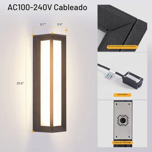 Vista 3 de MVBT Glass Modern Outdoor Wall Lights, 26" Outdoor Wall Sconces AC100-240V