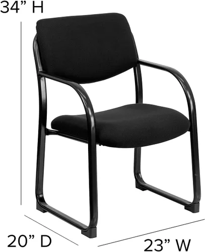 Vista 3 de Flash Furniture Silla de recepción lateral ejecutiva de tela negra Richie con base de trineo