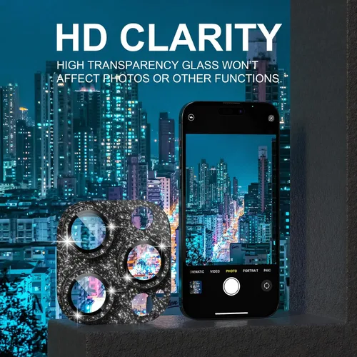 Vista 6 de Choiche Protector de lente de cámara para iPhone 14 Pro/iPhone 14 Pro Max, cubierta de cámara brillante con protector de pantalla de lente de vidrio