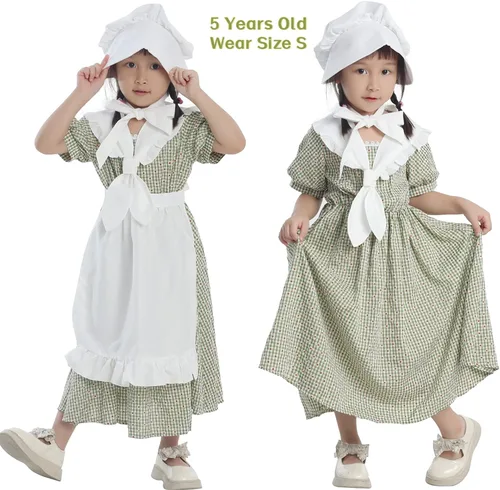 Vista 5 de NSPSTT Girl Pioneer Costume Prairie Dresses for Girls Floral Colonial Dress Girl 1800s Dress