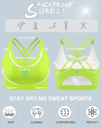 Vista 179 de Brasieres deportivos para mujer, con relleno, tipo camiseta sin mangas, sexis, con espalda cruzada, de alto impacto, largos, ideales para practicar