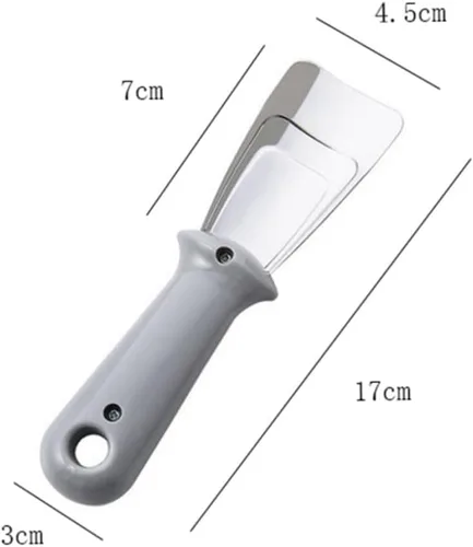 Vista 6 de Vaguelly Raspador de hielo para congelador, raspador de hielo, raspador de hielo de plástico, pala de acero inoxidable, refrigerador, raspador
